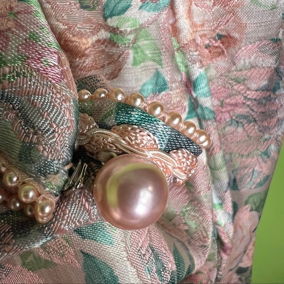 VTG 80s Floral Blazer Pink Cottagecore Lace Beaded USA Nah Nah size 5/6 - Picture 3 of 7